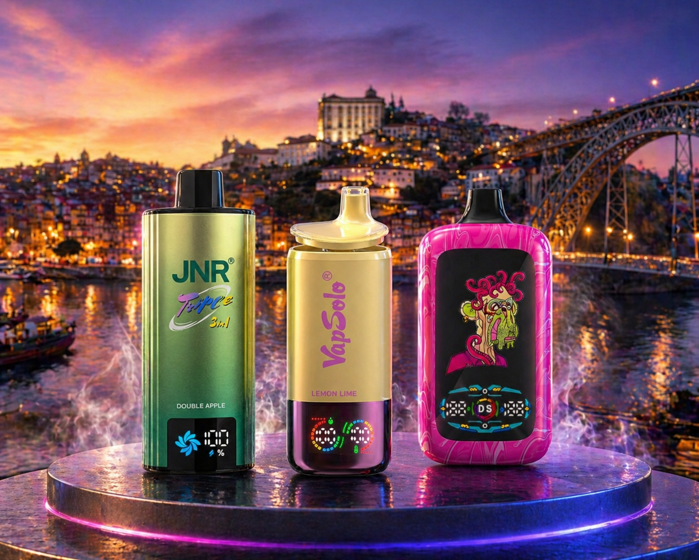 Colagem de modelos de vapes descartáveis